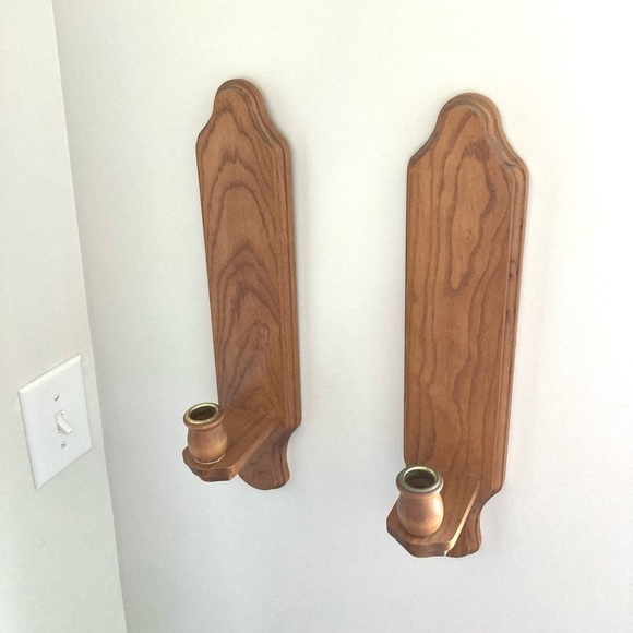 Wooden wall sconces tapered candles - Picture 2 of 6
